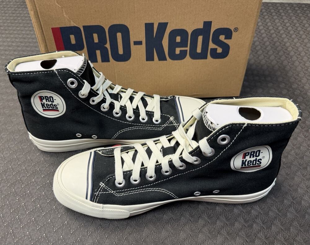 Original PRO-Keds Royal Hi Black Sneakers High Top Streetwear 7.5 New with box